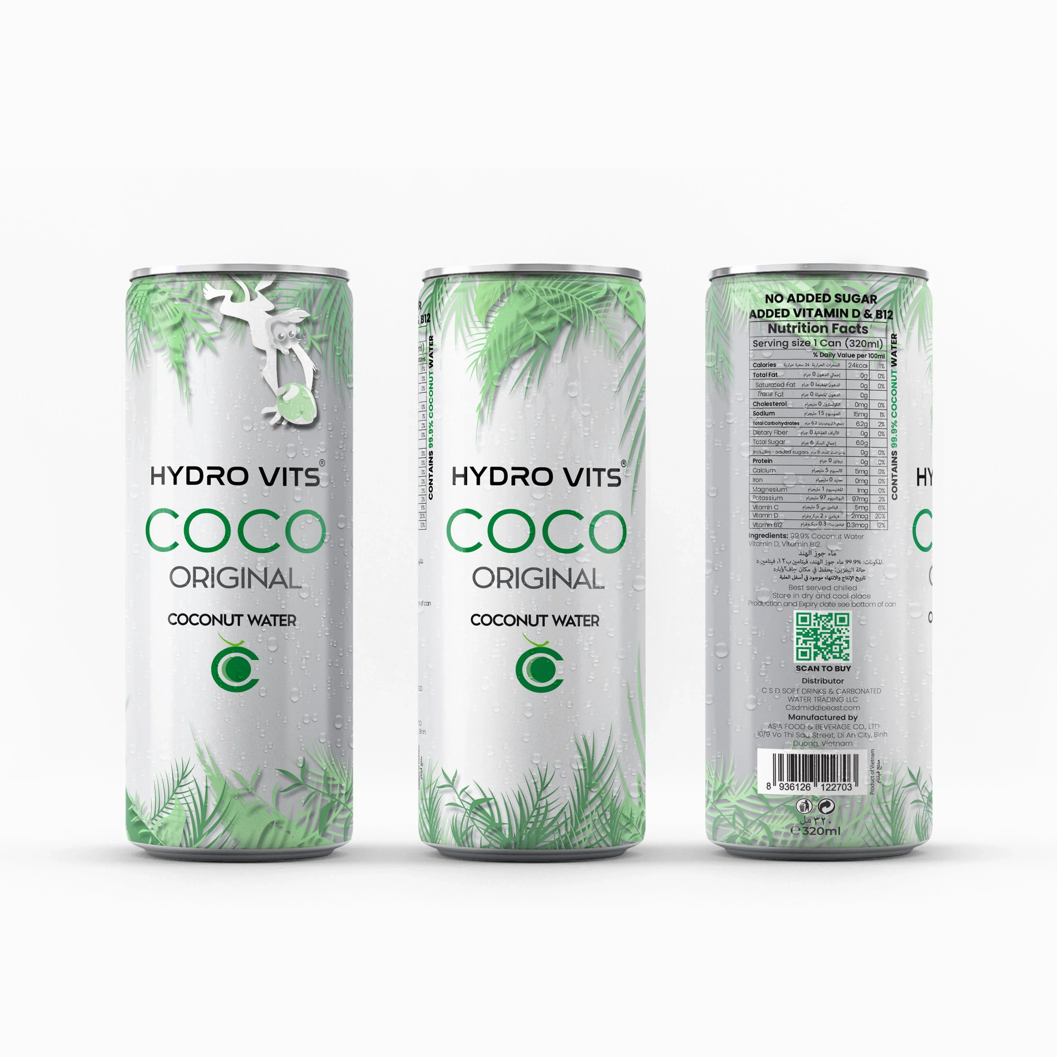 Hydro Vits Coconut Water 6 x 320ml Case