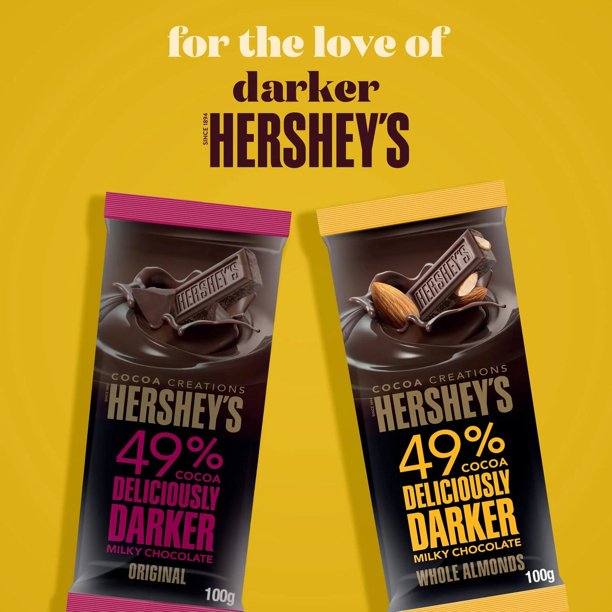 Hershey's 49% Darker Milk Chocolate with Almond Bar - 100gm