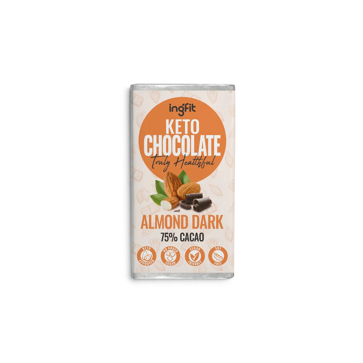 Ingfit Premium Sugar Free Dark Chocolate with Almonds 27g