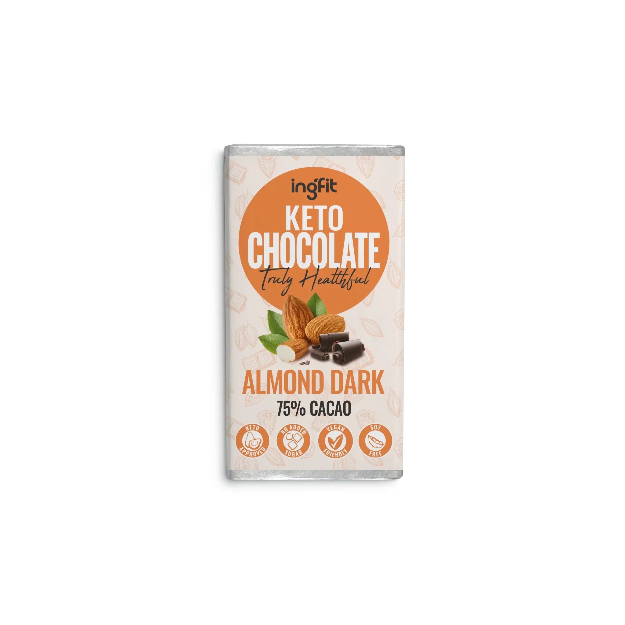 Ingfit Premium Sugar Free Dark Chocolate with Almonds