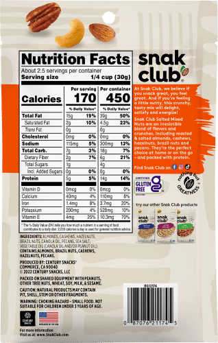 Snak Club Roasted Salted Mixed Nuts 78g