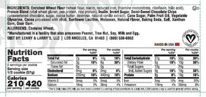 Vegan cookie nutrition label with ingredients, allergen info, and calories from iPlantBased UAE.