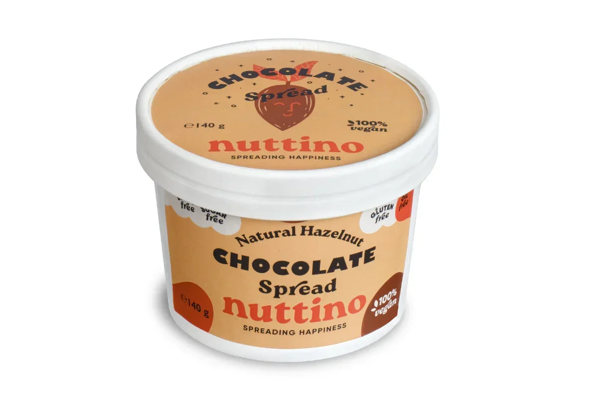 Nuttino natural hazelnut chocolate spread 140g, vegan, sugar free, gluten free, plant-based