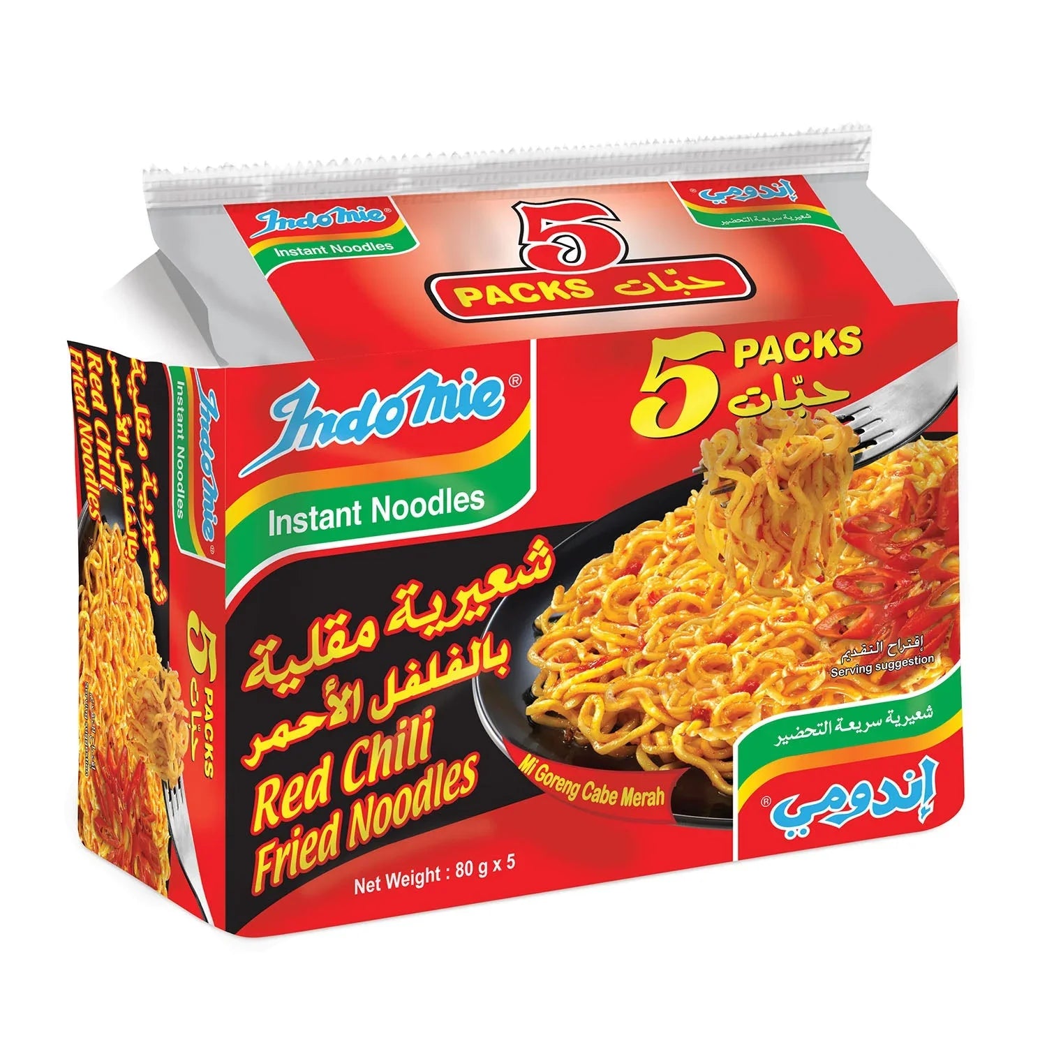 Indomie Red Chili Fried Noodles with Seasoning Powder and Sauce - Each