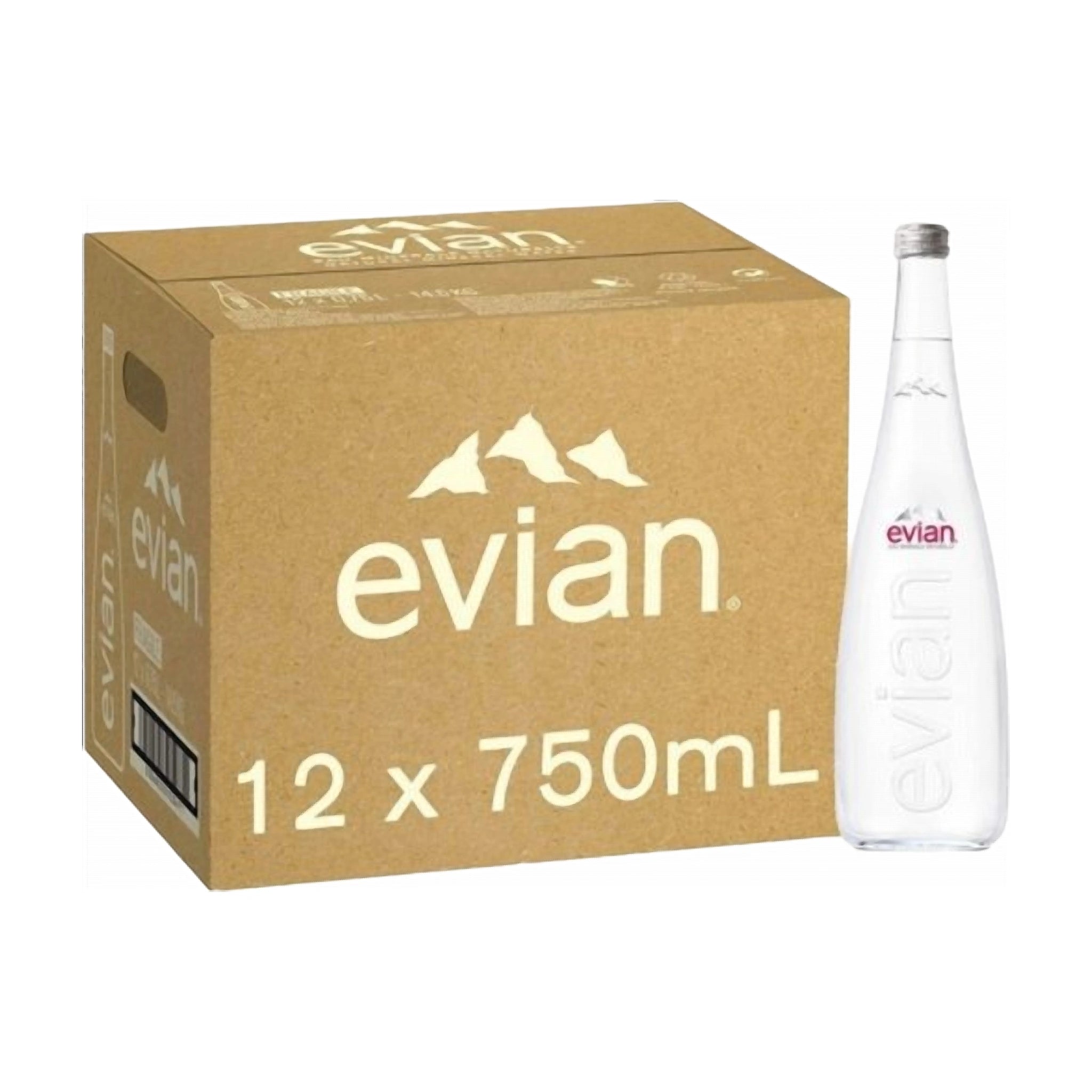 Evian Mineral Water Glass Bottles x Case
