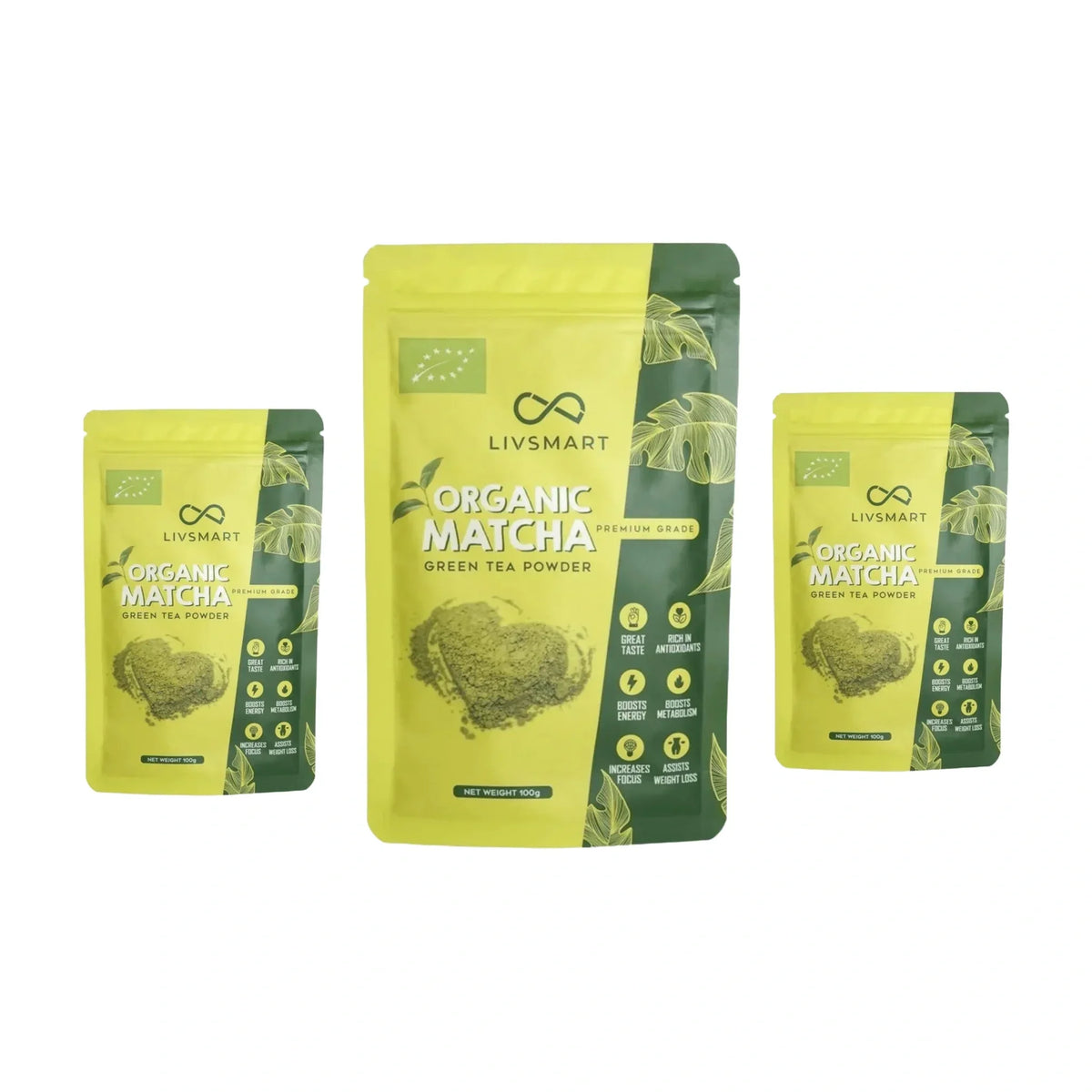 Livsmart Organic Matcha Green Tea, 2 × 100 g