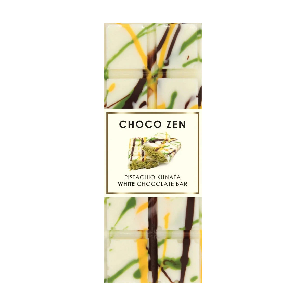 Choco Zen Pistachio Kunafa White Dubai Chocolate Bar - 65g - View 2 | Welaza