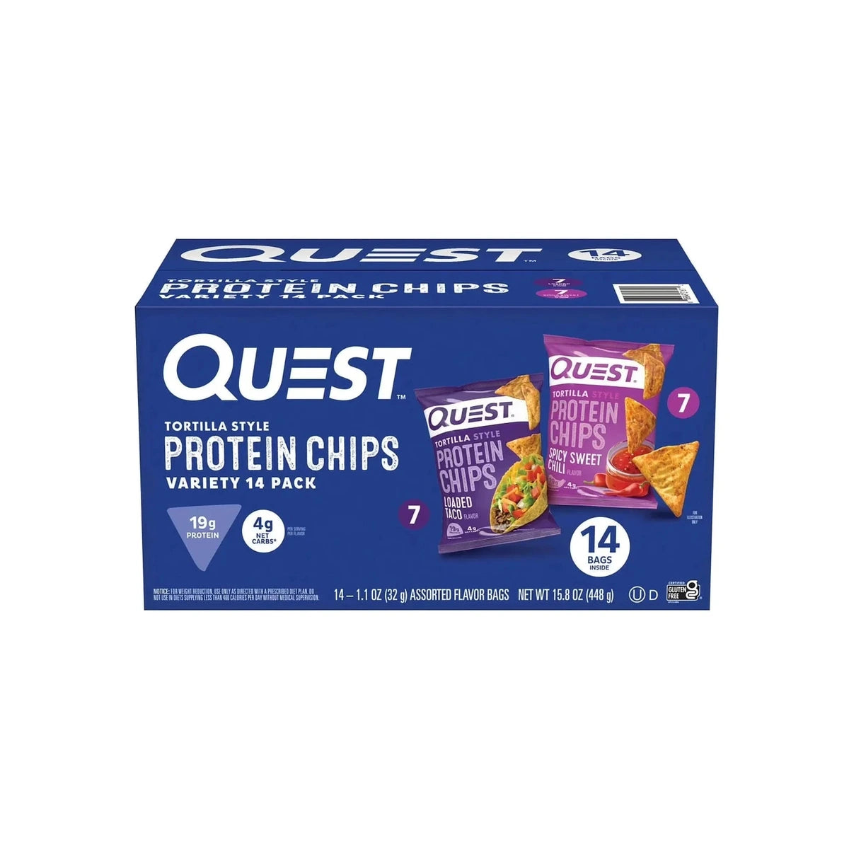 Quest Protein Chips Variety 14 Pack 32g - Loaded taco & Spicy Sweet Chili