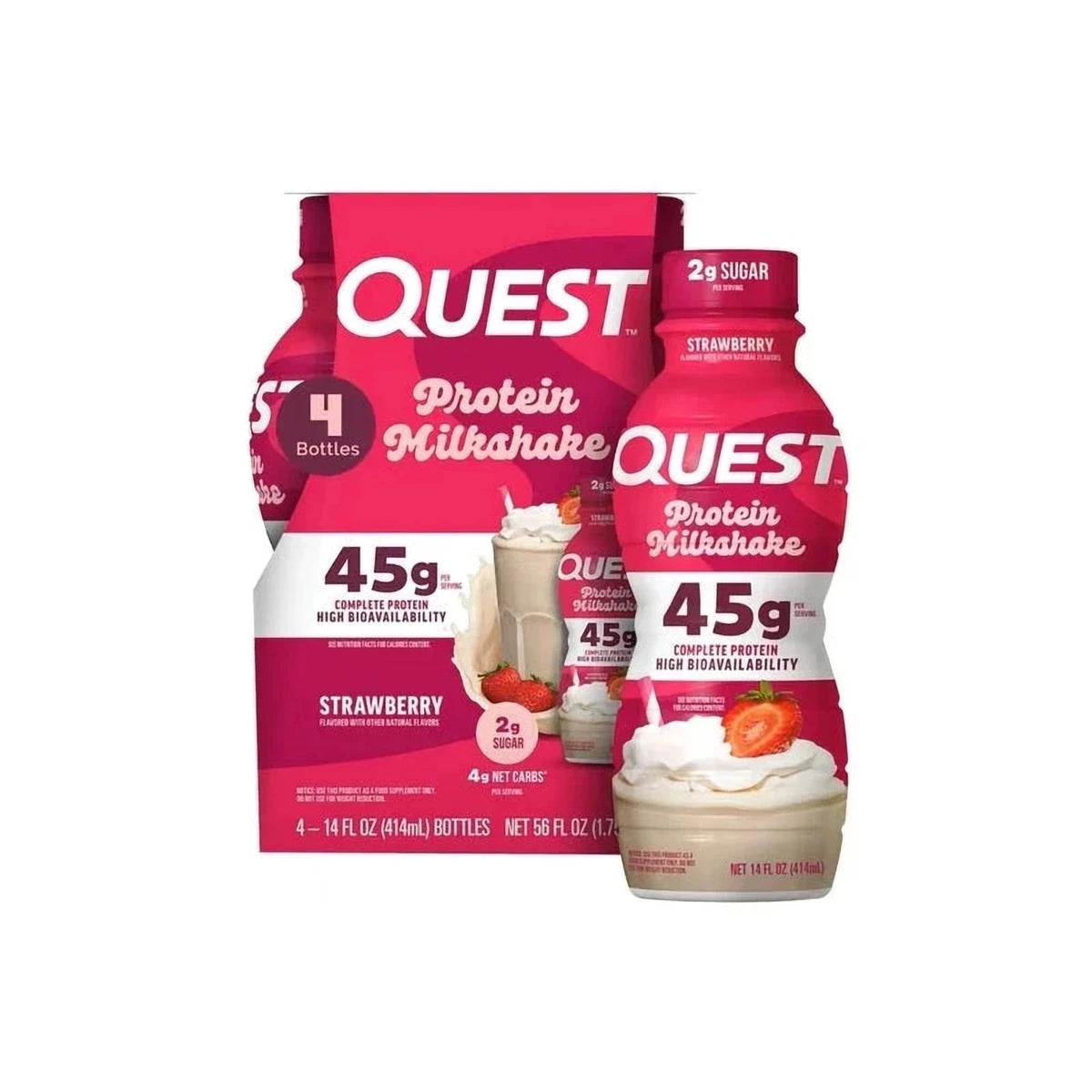 Quest Strawberry Protein Milkshake, 414 ml