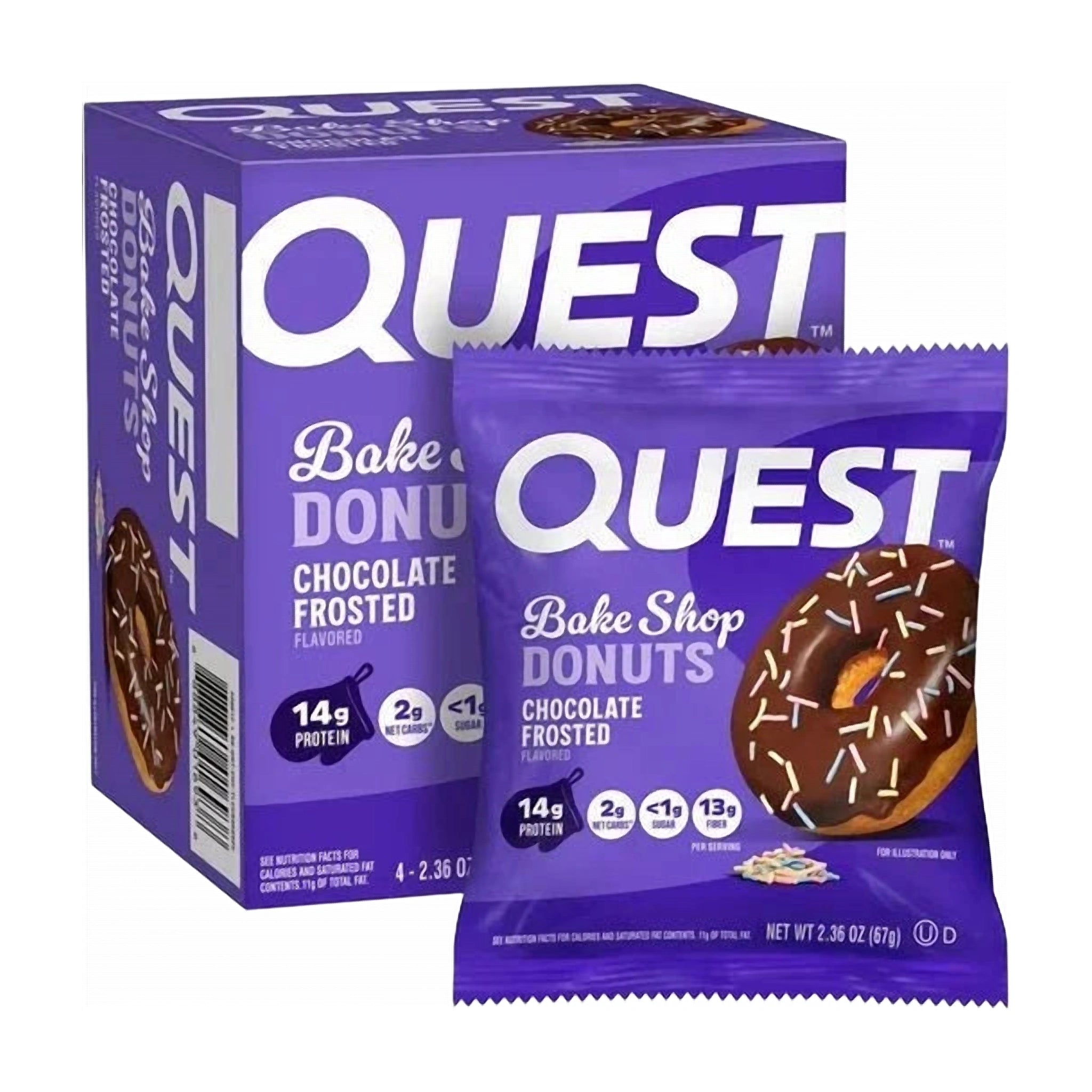 Quest Bake Shop Chocolate Frosted Donuts 268g (Pack of 4)