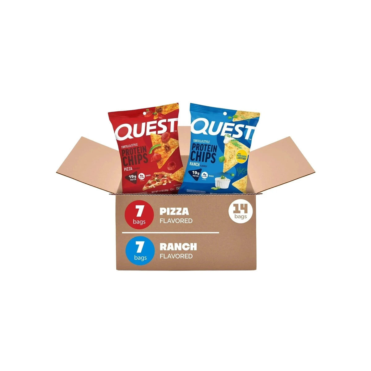 Quest Tortilla-Style 18-20g Protein Chips, Pizza and Ranch Variety Pack (14 ct)