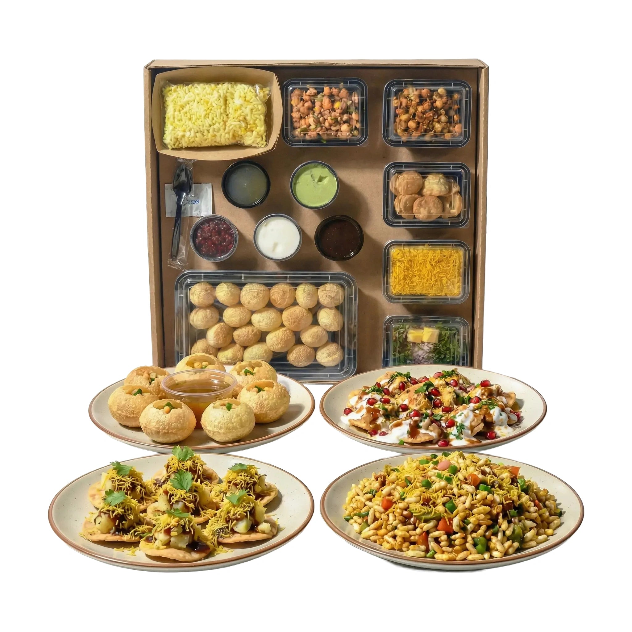 Premium 4 IN 1 Pani Puri + Chaat + Bhel Party Box for 10 people
