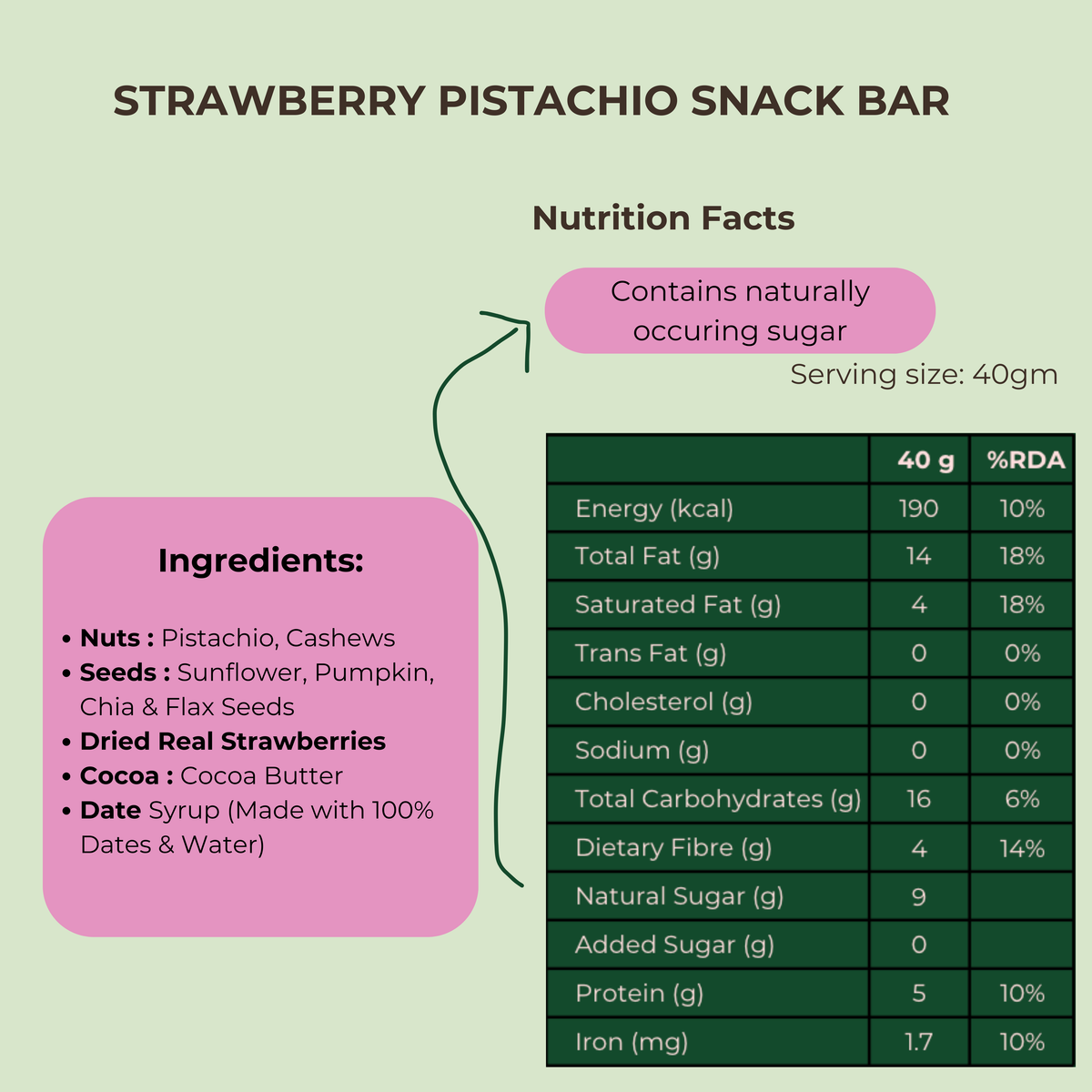 Nothing Silly - Strawberry Pistachio - 1 bar