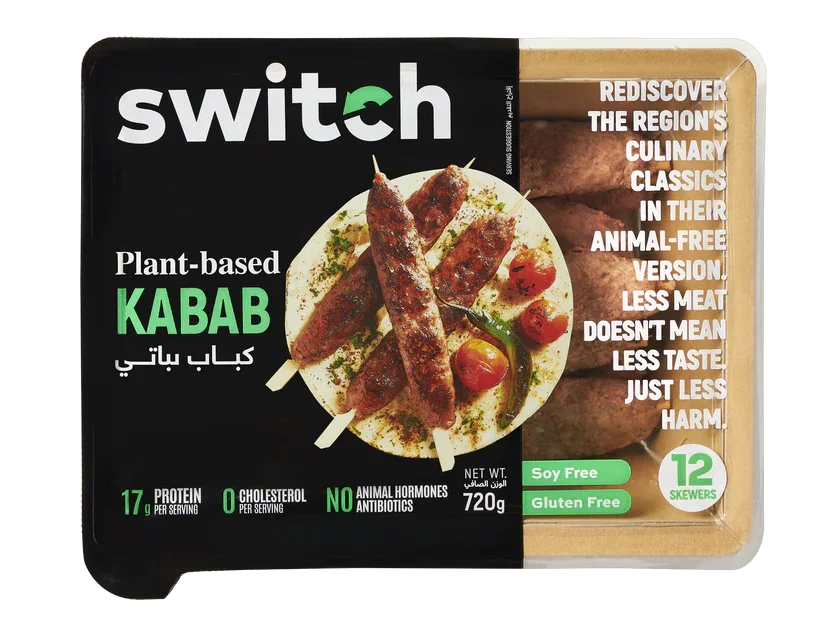 Switch plant-based kabab frozen food pack, 12 skewers, soy free, gluten free, 720g, iPlantBased UAE