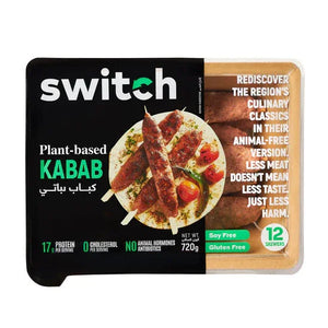 Switch plant-based kabab package with skewers, soy free, gluten free, 12 servings, iPlantBased UAE