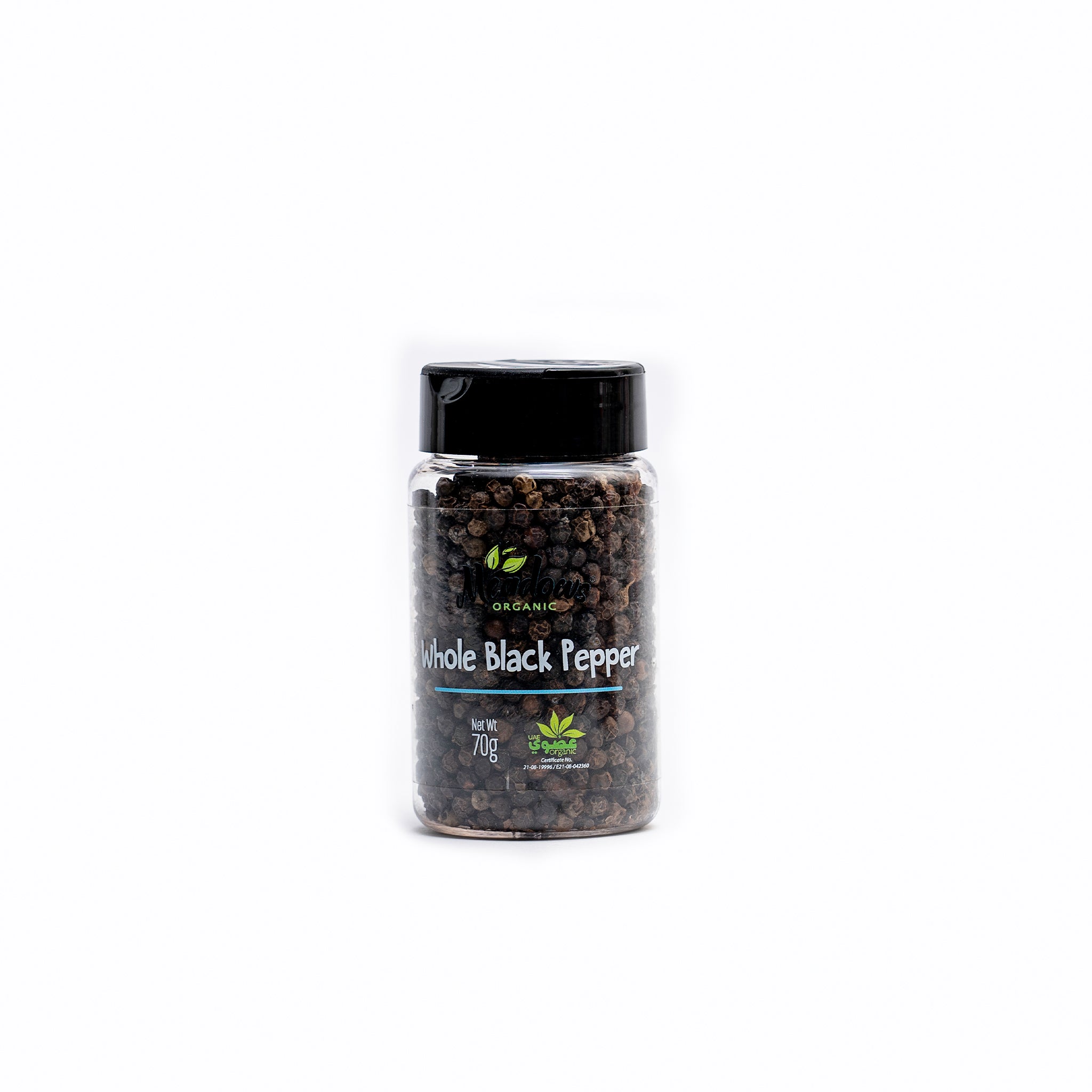 Meadows Organic Whole Black Pepper 70g