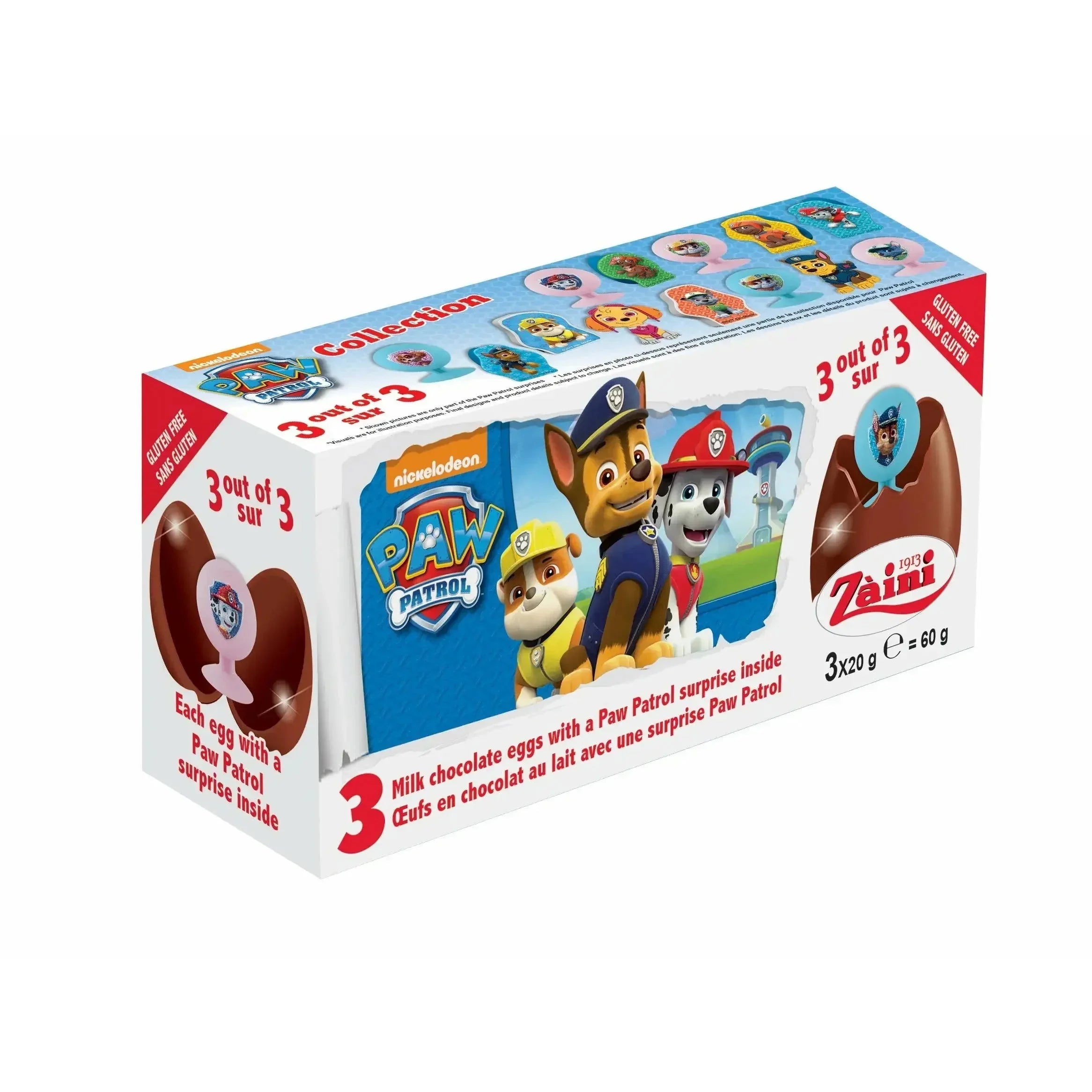 Zaini Paw Patrol (Tripack Chocolate Eggs)