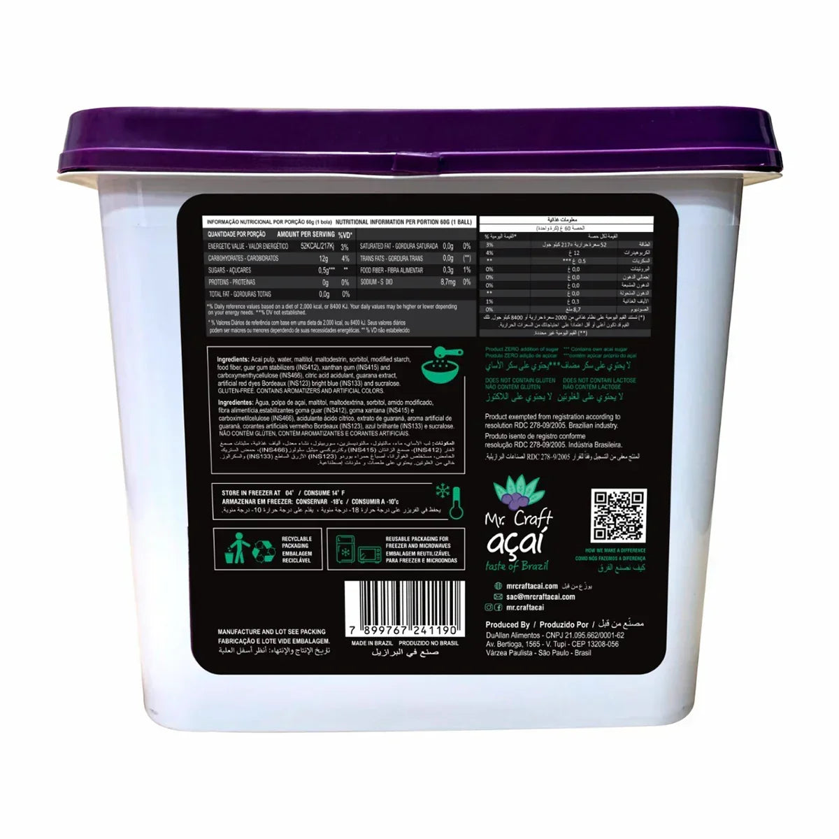 Mr Craft NO Added Sugar Acai With Guarana 3.2Kg Bucket