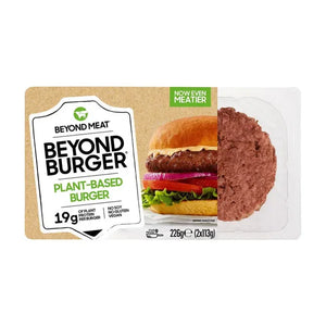 Beyond Meat Beyond Burger plant-based burger patties in retail packaging, vegan protein UAE