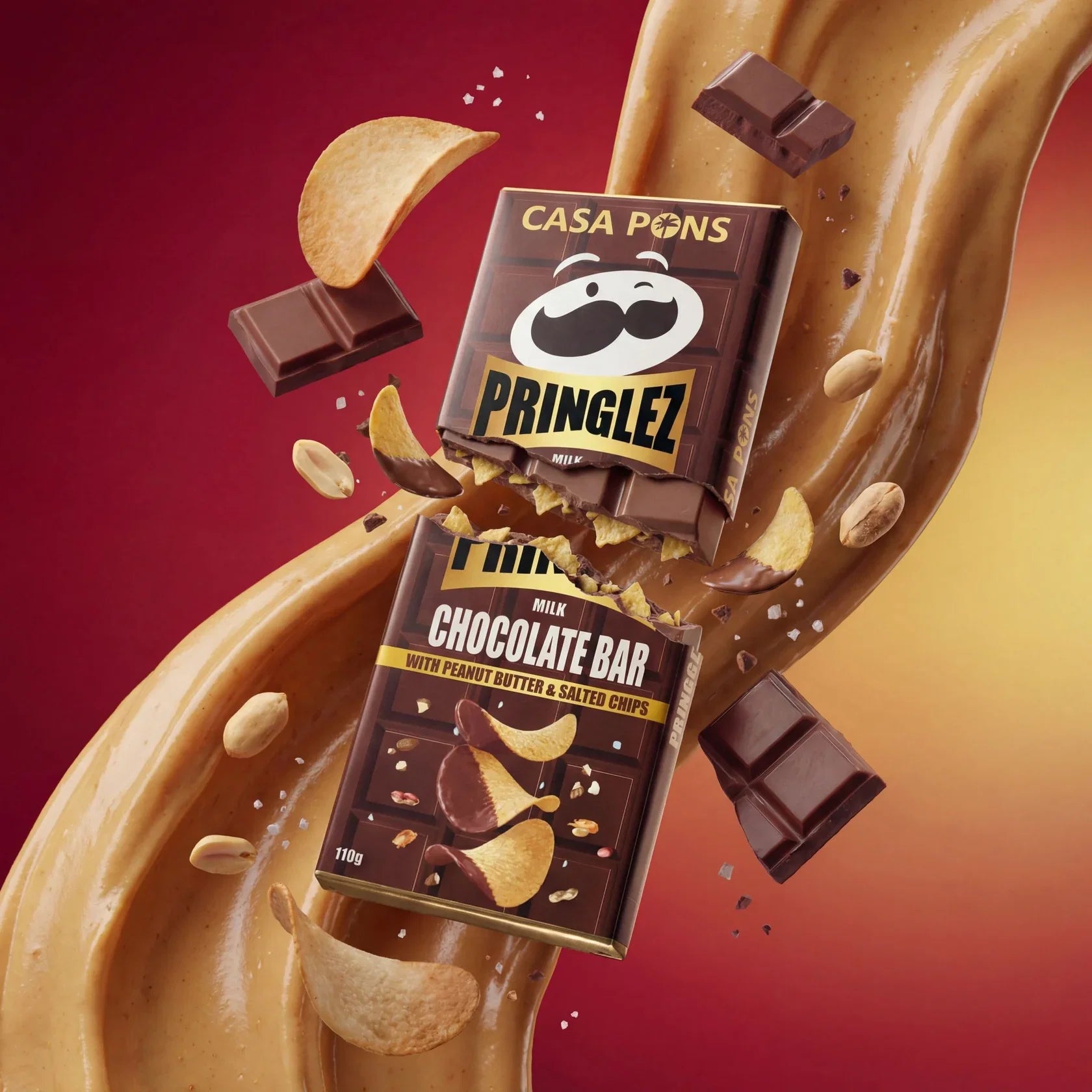 Pringlez Viral Peanut Butter Salted Chips in Milk Chocolate Bar 150g