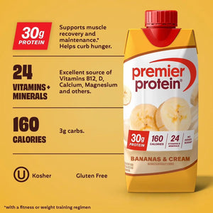 Premier Protein 30g High Protein Shake, Bananas & Cream - 325ml
