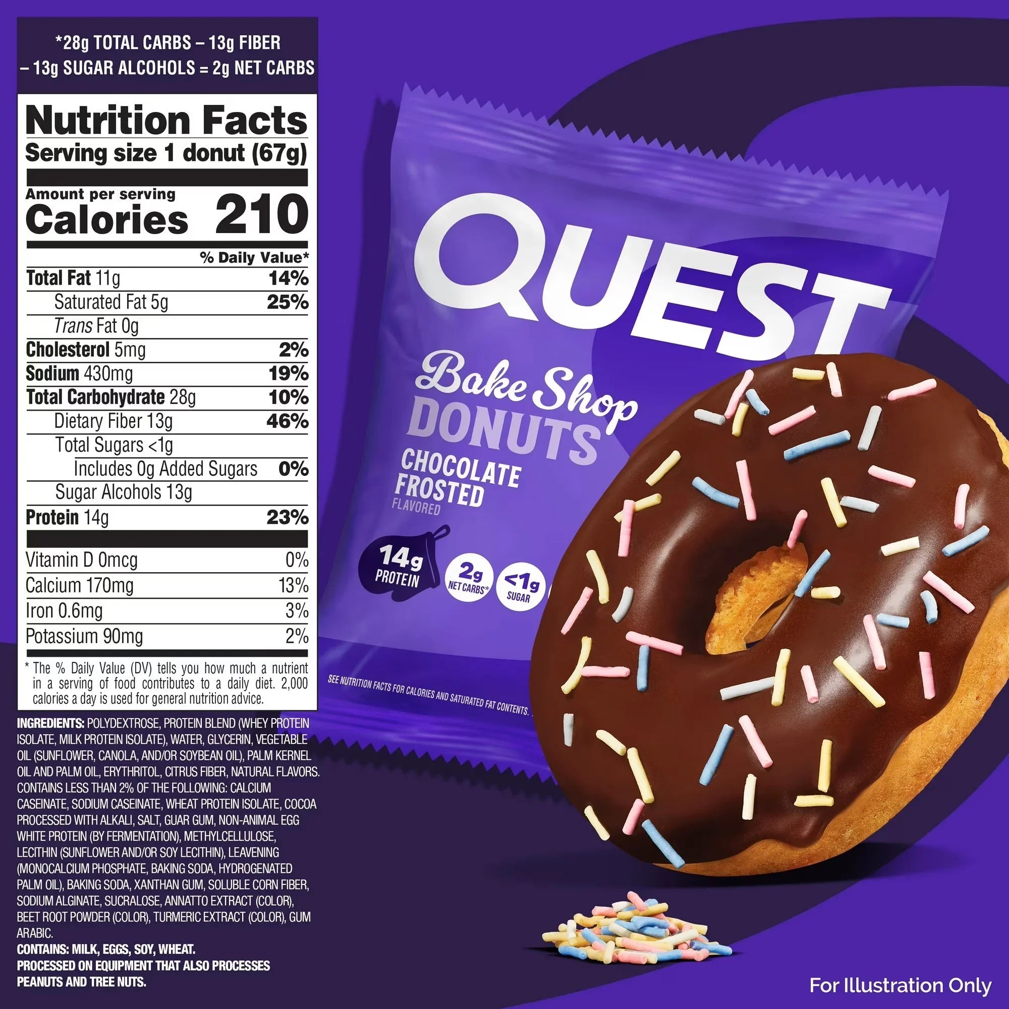 Quest Bake Shop Chocolate Frosted Donut 67g