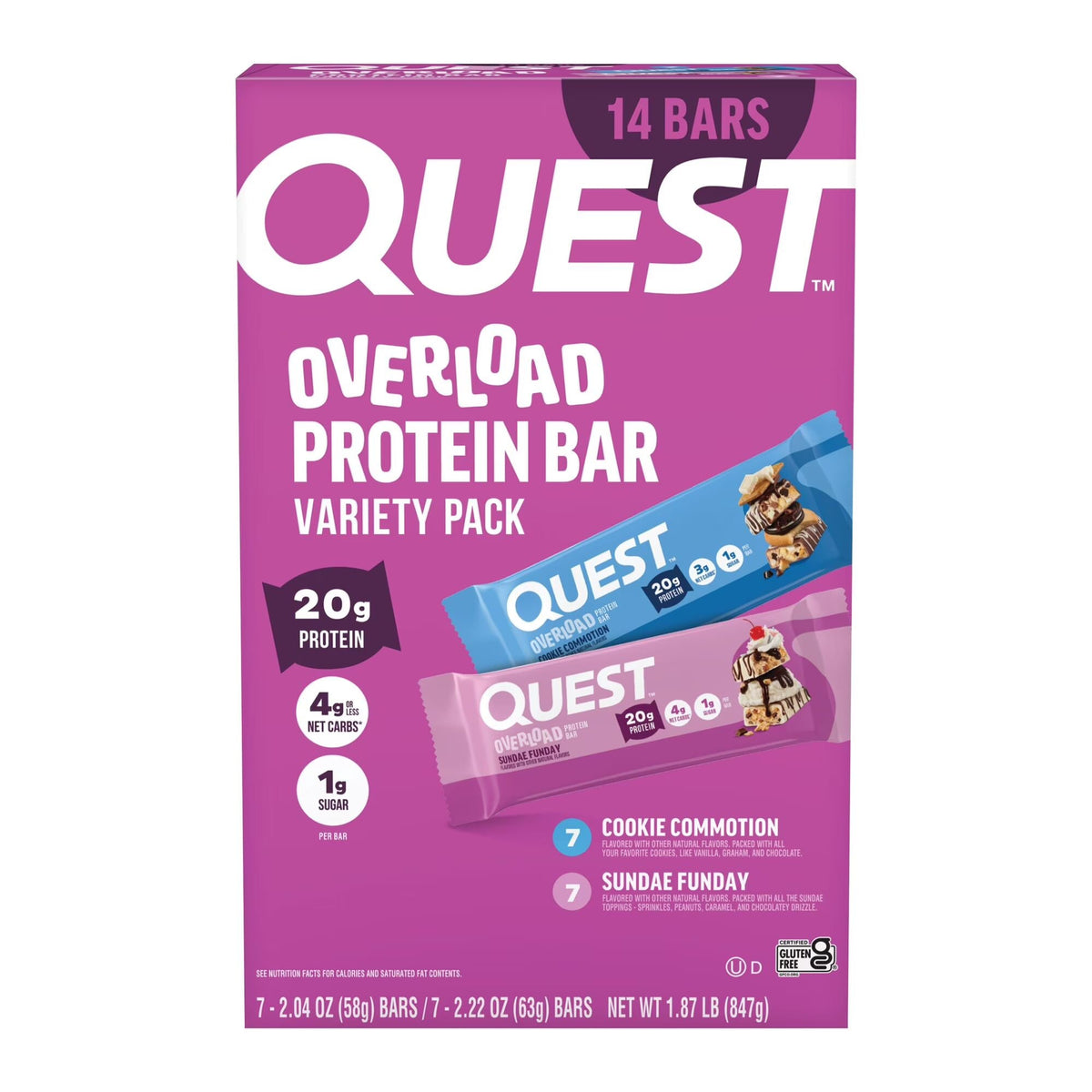 Quest Overload Protein Bar Variety Pack 847 g (14 pk)