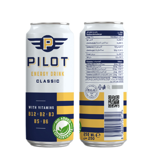 Pilot Classic Energy Drink with Vitamin B12,B2,B3,B5, B6 - (250 ml) Pack of 24