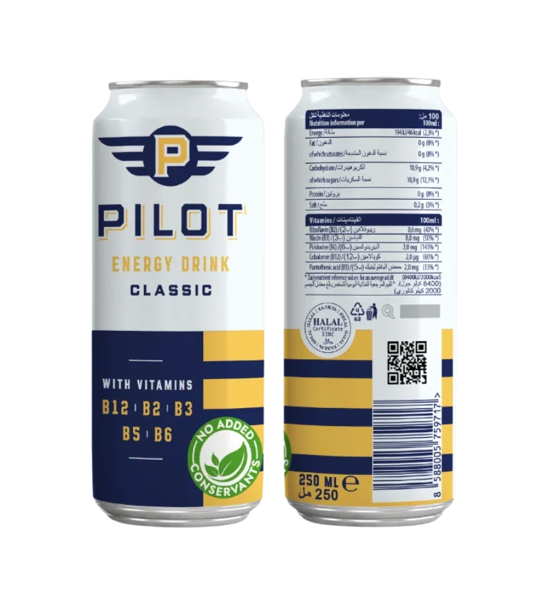 Pilot Classic Energy Drink with Vitamin B12,B2,B3,B5, B6