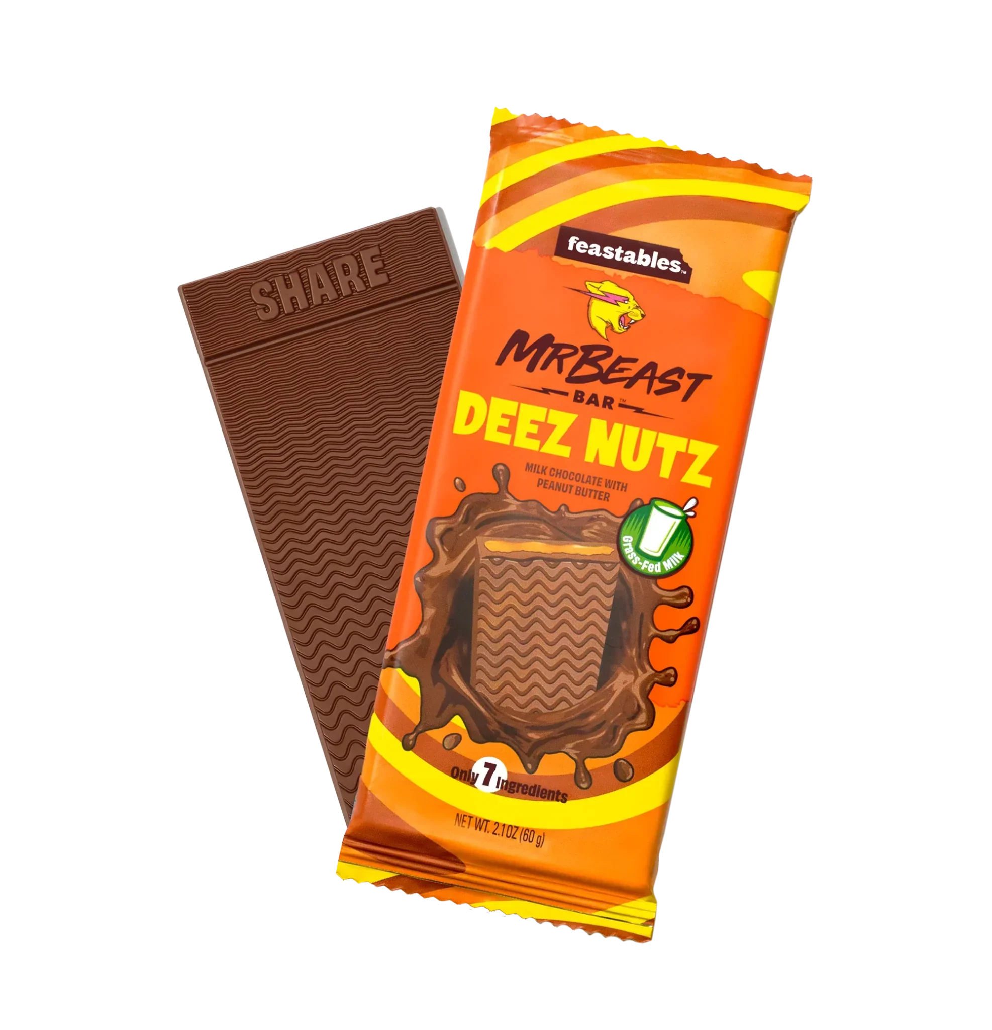 Feastables MrBeast Deez Nutz Peanut Butter Milk Chocolate Bar 60g