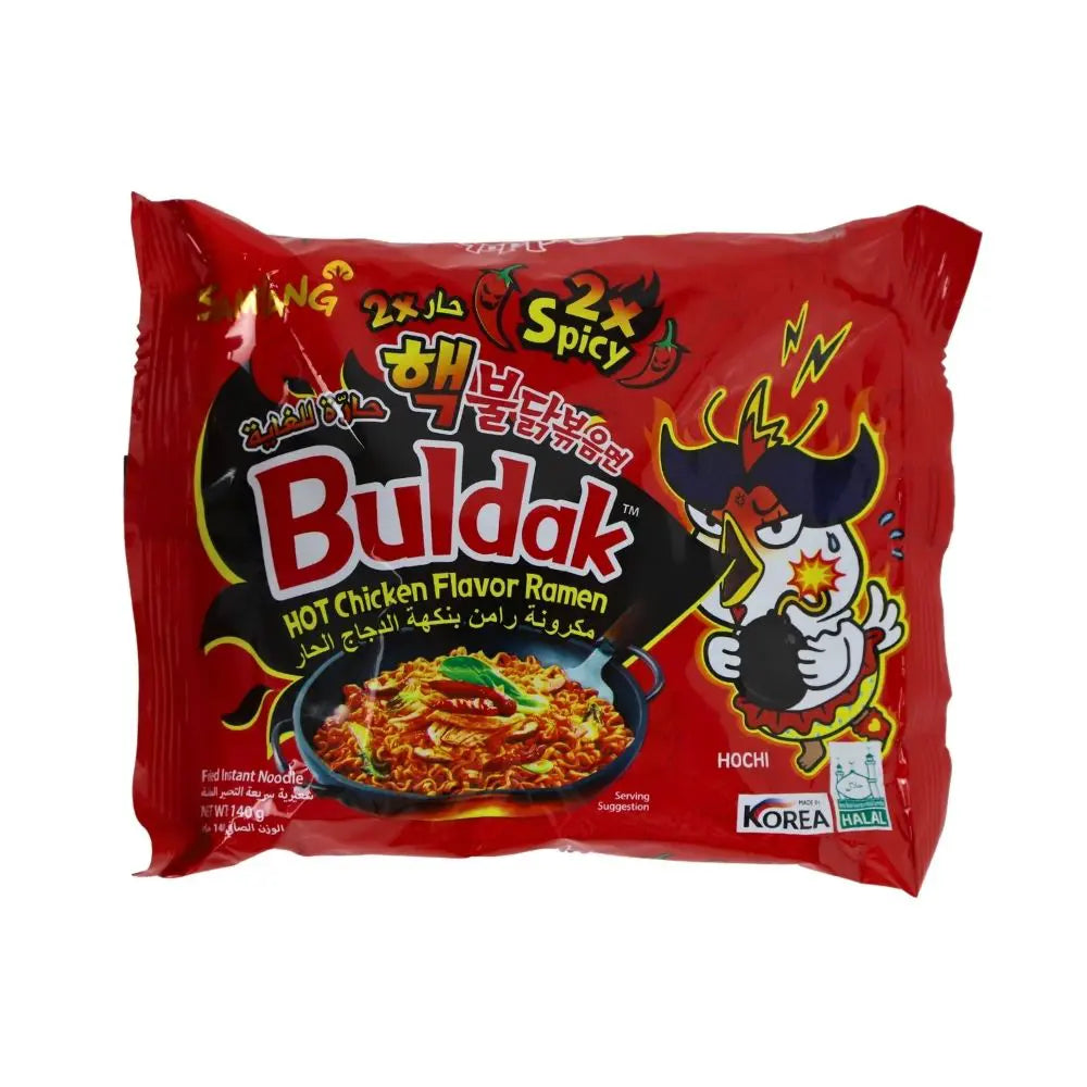 Bingmone Buldak 2x Spicy Double Hot Chicken Ramen 5 Packs 142g