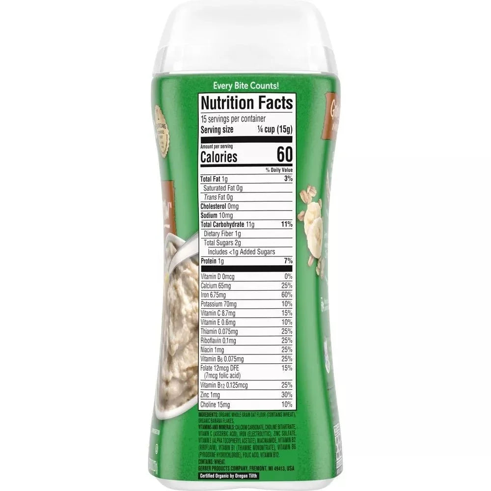 Gerber 2nd Foods Cereal Organic Oatmeal Banana 227g