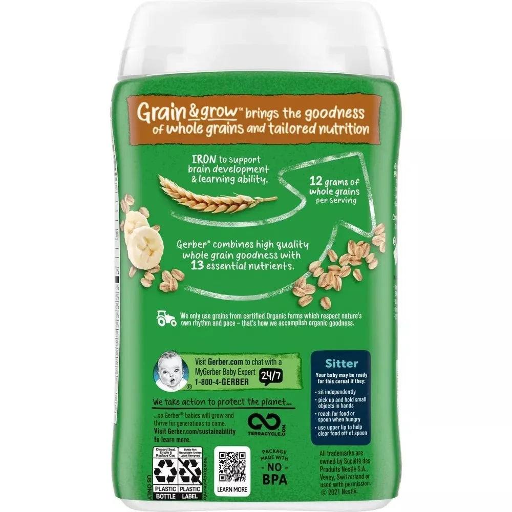 Gerber 2nd Foods Cereal Organic Oatmeal Banana 227g