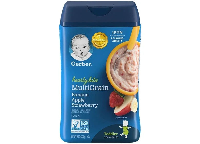 Gerber Hearty Bits, MultiGrain Cereal, Toddler, 12+ Months, Banana, Apple, Strawberry 227g
