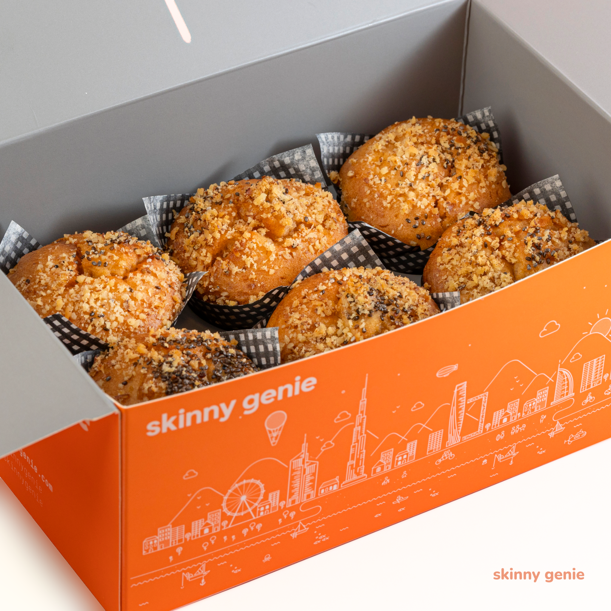 Apple Cinnamon, Walnut and Chia Seeds Skinny Muffin Box (6pc)