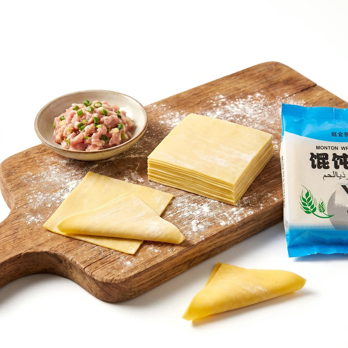 XI SHI Square Yellow Wonton Wrappers - 2 pkt