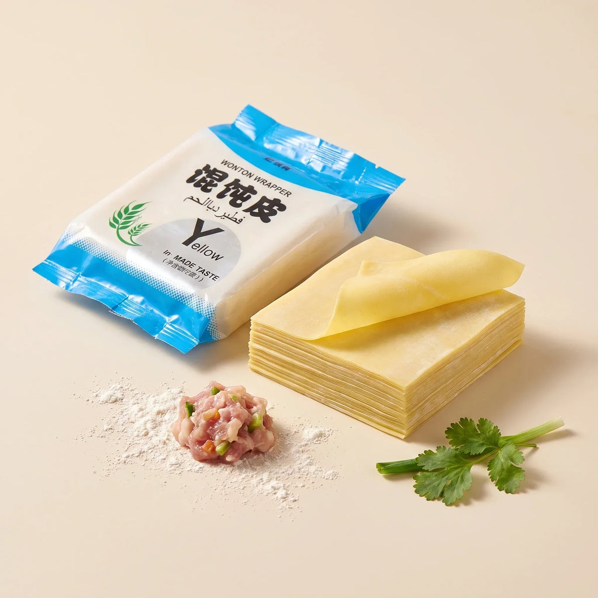 XI SHI Square Yellow Wonton Wrappers - 2 pkt