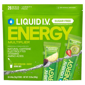 Liquid I.V. Energy Multiplier Sugar-Free Electrolyte Powder Variety Pack, Blackberry Lemonade and Strawberry Kiwi - 364g (26