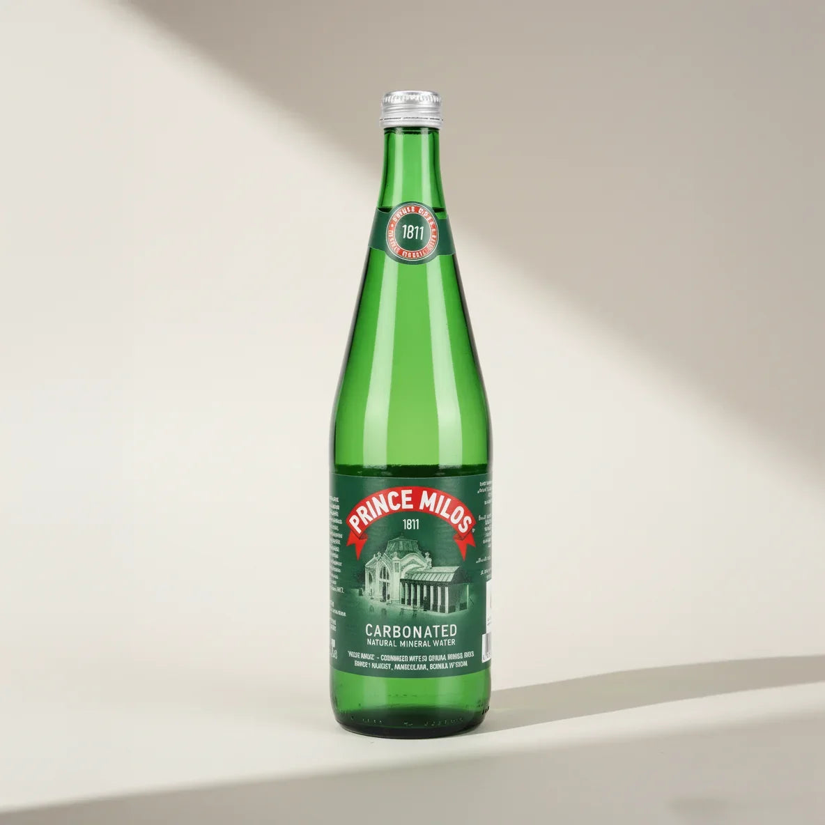 Prince Milos Natural Sparkling Mineral Water Glass Bottle 750 ml x 12